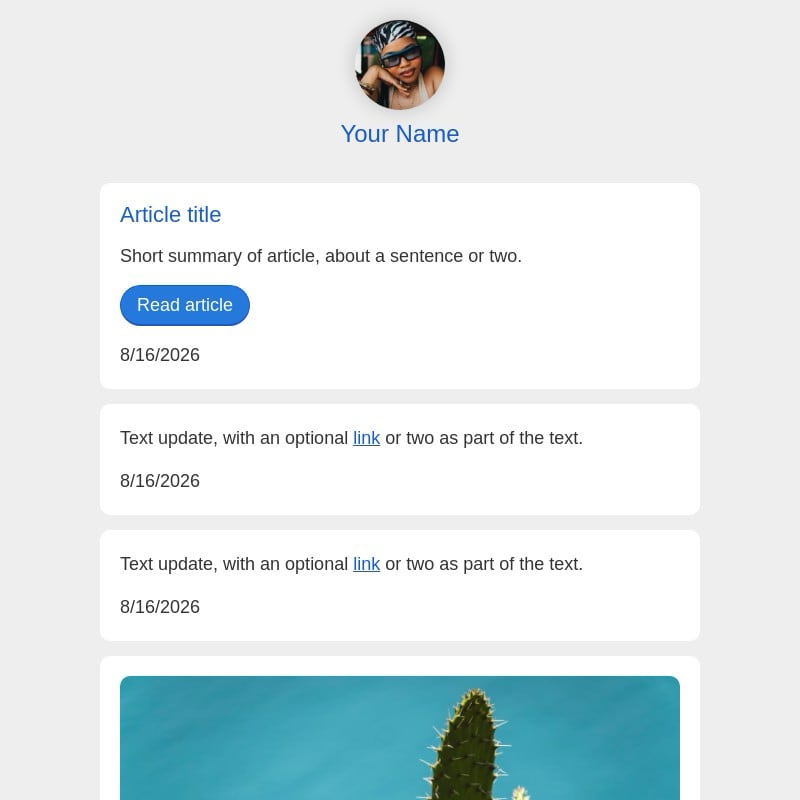 Screenshot of an example email
